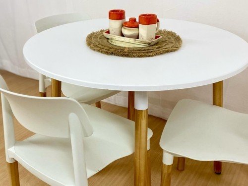 Juego De Comedor Mesa Redonda 90cm eames + 4 Sillas Milan