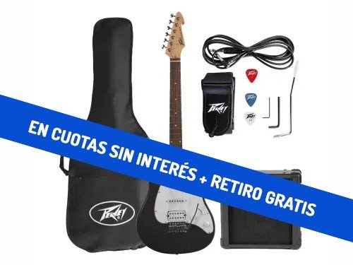 Kit PEAVEY Guitarra Eléctrica Raptor Plus Black Ampli y Parlante 4" 7W