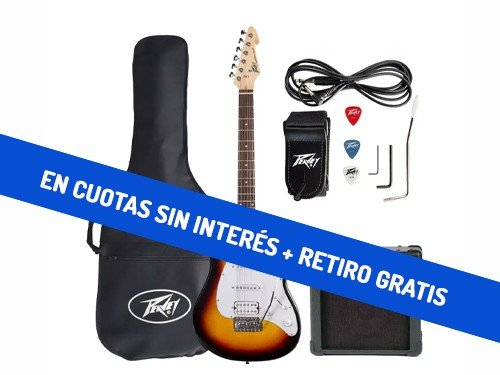 Kit PEAVEY Guitarra Eléctrica Raptor Plus Sunburst Ampli y Parlante 4"