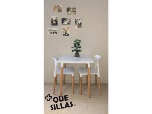 Juego de Comedor Mesa Eames Madera 70 X 70 + 2 Sillas Milan