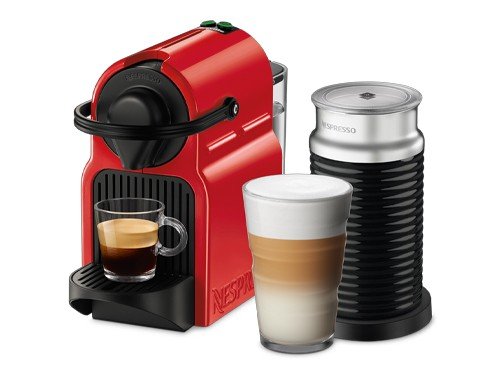 Cafetera Nespresso Essenza Inissia Roja + Espumador Aeroccino 3