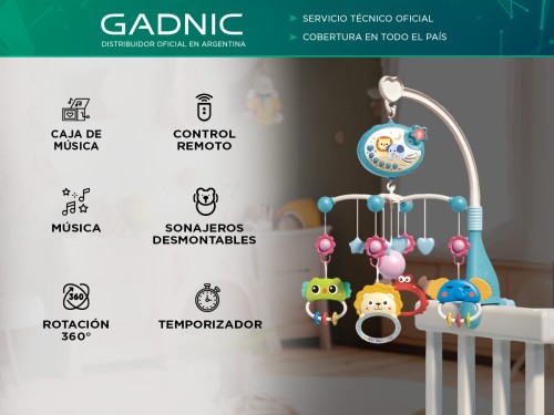 Sonajero Móvil Giratorio Gadnic Musical con Proyector Luz