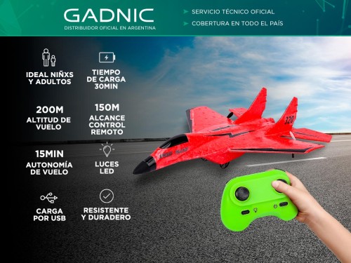 Avión Caza A Control Remoto Gadnic Carga Usb