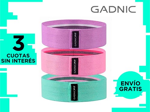 Bandas Elásticas Gadnic Fit Polyester Kit x3 de Resistencia Circulares