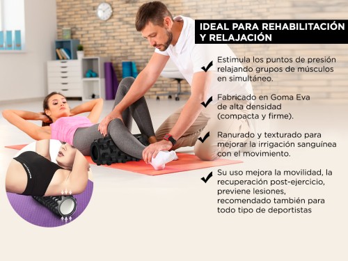 Kit Rolo Yoga Fitnes + Bandas Resistencia + Palo Masajeador