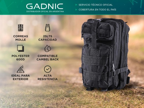 Mochila Táctica Gadnic 25Lts Militar Mochilero Compatible Camelback Co