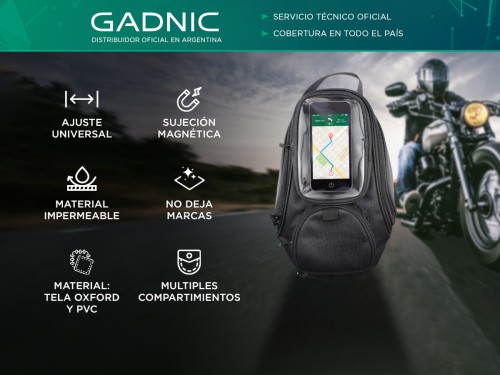 Bolso De Tanque Para Moto Gadnic TB500-S Magnético Con Compartimento P