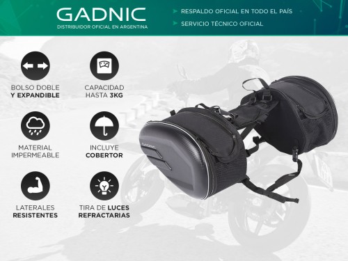 Bolso Doble Para Sillin de Moto Lateral Gadnic Impermeable