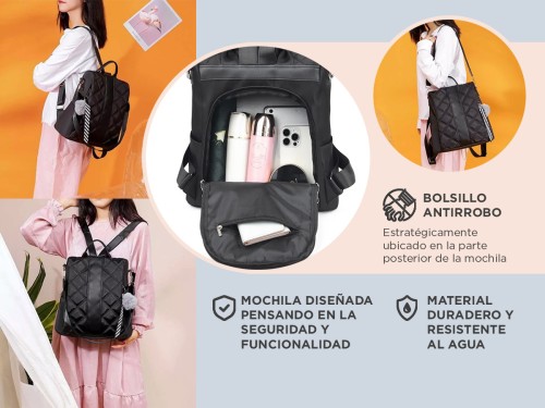 Mochila Bolso Negro Gadnic Antirrobo