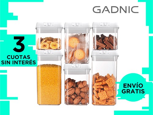 Kit x 6 Frascos con Cierre Hermético Gadnic