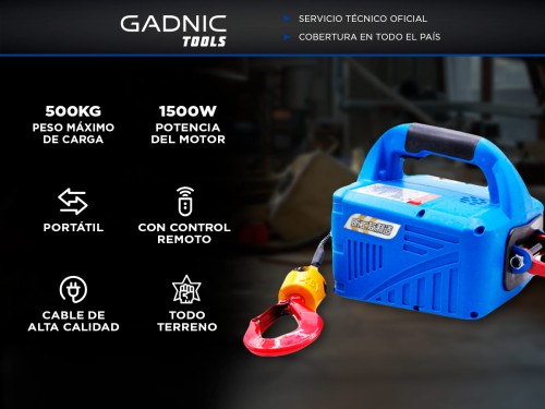 Aparejo Electrico Gadnic Portatil 500kg 8m