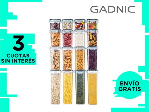 Juego de Contenedores Frascos Herméticos Gadnic Dispenser Cerealero