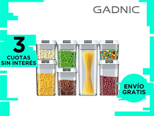 Set De 7 Contenedores Para Cocina Gadnic Con Tapa Hermética