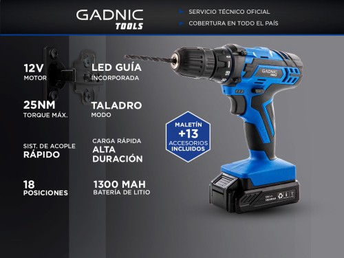 Destornillador Eléctrico 12V Gadnic D12 PRO Recargable