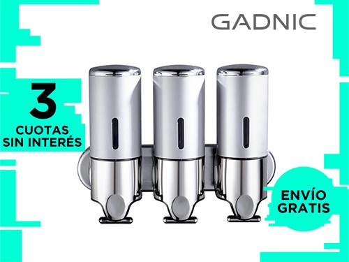 Dispenser Triple de Pared Gadnic Para Jabón Shampoo Crema