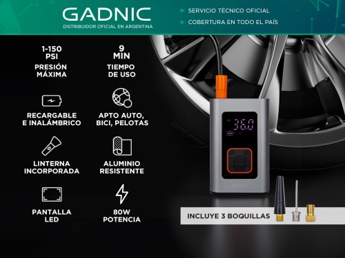 Inflador de Neumáticos Gadnic Inalámbrico Mini Recargable