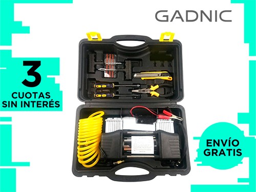 Compresor 12v Portátil 60Lt/min 150psi Doble Pistón Inflador Multiprop