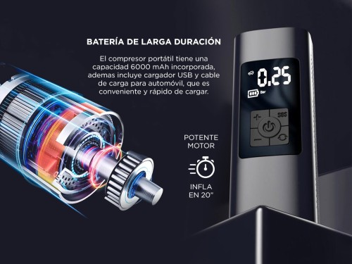 Inflador Portatil Gadnic Bateria Auto 6000mah