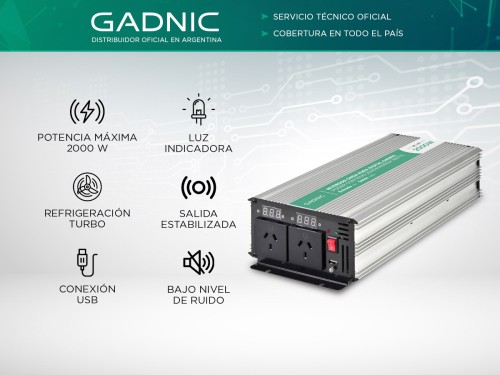 Inversor Onda Pura Corriente Gadnic IV-15 2000w