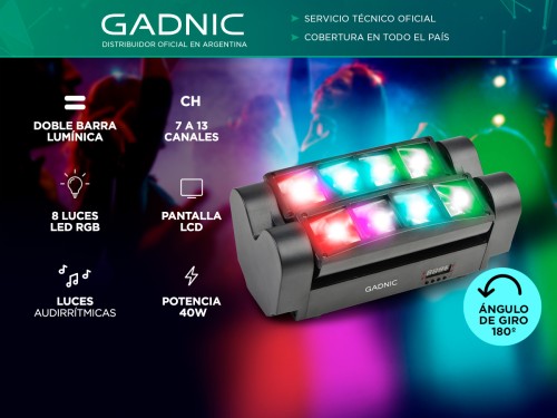 Cabezal Mini De Araña Gadnic LH40RGB de Luz LED