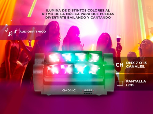 Cabezal Mini De Araña Gadnic LH40RGB de Luz LED