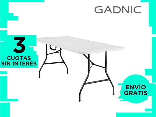 Mesa Plegable Gadnic 1,80mt Aluminio y PVC Liviana Portátil Exterior /