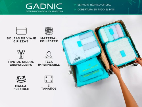 Juego de Bolsas de Viaje de 6 Piezas Gadnic Organizador de Equipaje