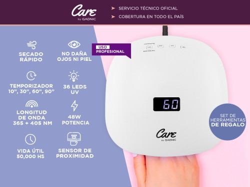 Cabina Para Uñas Care By Gadnic SUN4 48w Uso Profesional Con Timer