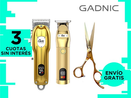 Maquina Cortadora de Pelo + Patillera electrica + Tijera Gadnic Gold P