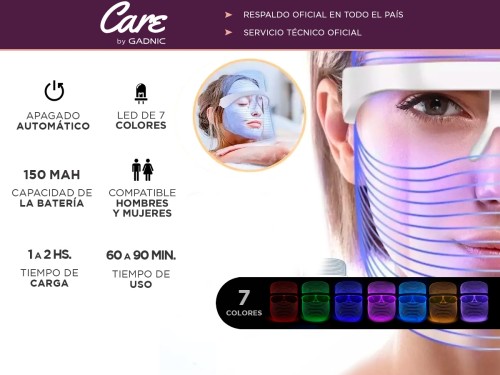 Máscara Led Facial 7 Luces Fototerapia Antiedad Rosacea Acne