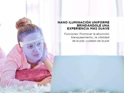 Máscara Led Facial 7 Luces Fototerapia Antiedad Rosacea Acne