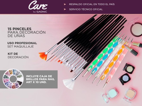 Set X10 Pinceles Gadnic Decoración De Uñas Nail Art Kit