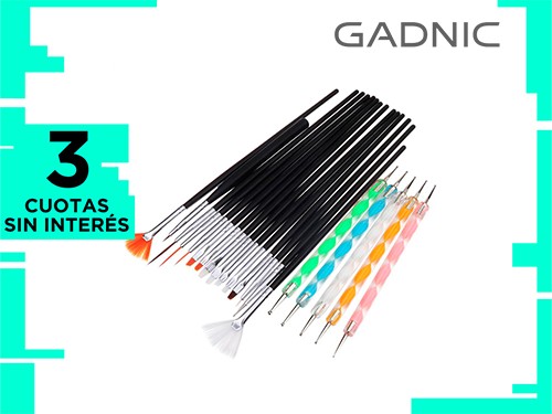 Set X10 Pinceles Gadnic Decoración De Uñas Nail Art Kit