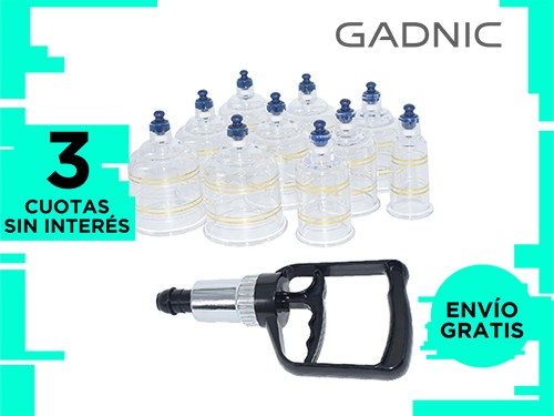 Set de 10 Ventosas de Vacío Gadnic Masajes Con Pistola Aplicadora