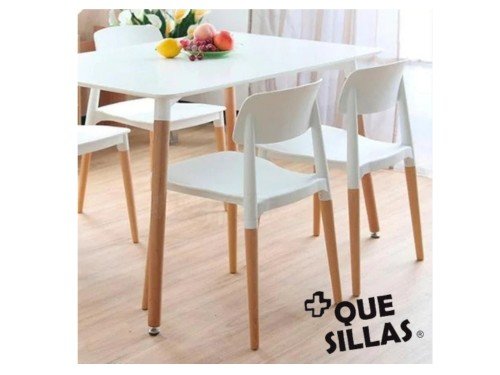 Juego De Comedor mesa Eames Madera 120 X 80 + 4 Sillas Milan