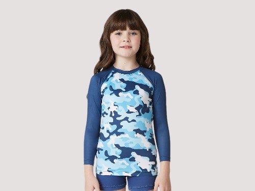 Remera Filtro UV Infantil Manga Larga Camuflado