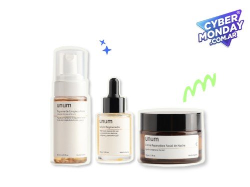 Kit Espuma Limpieza Facial Serum Regenerador y Crema Noche Unum