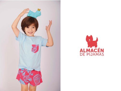 Pijama Kids Short y Manga Corta Hojas Celeste | Almacén de pijamas