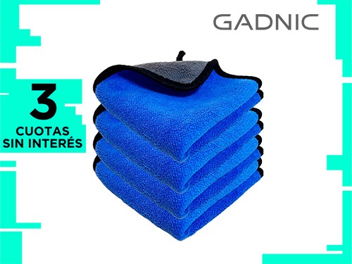 Paños Microfibra 30x30cm Pack x 4 Gadnic Detailing Multiuso Secado Ráp