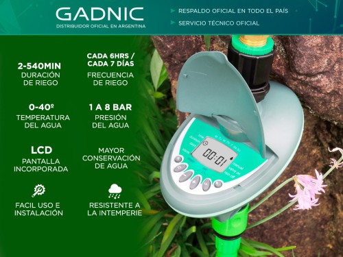 Temporizador automático de riego Gadnic para jardín