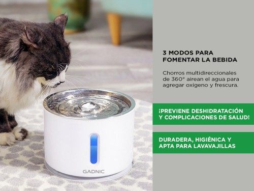 Fuente De Agua Recirculante Gadnic Para Perros Y Gatos Acero Inoxidabl