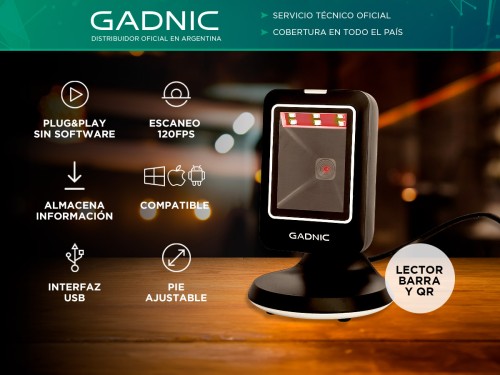 Lector de Código de Barras EasyScan Gadnic Omnidireccional 2D USB