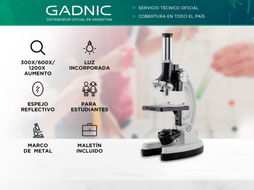 Microscopio Gadnic 1200X Para Niños Kit 18 Piezas