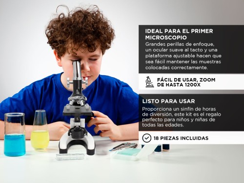 Microscopio Gadnic 1200X Para Niños Kit 18 Piezas