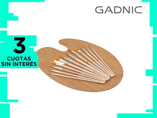 Set de Pinceles Gadnic 12 Brochas con Paleta