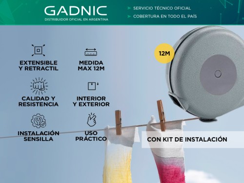 Tender Ropa Gadnic Tendedero Pared Extensible 12 mts