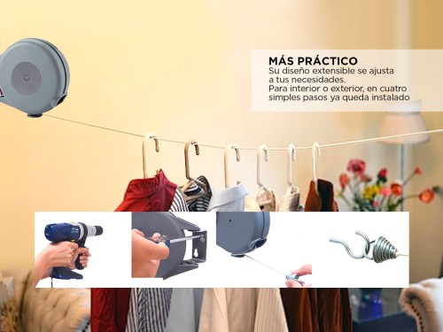 Tender Ropa Gadnic Tendedero Pared Extensible 12 mts