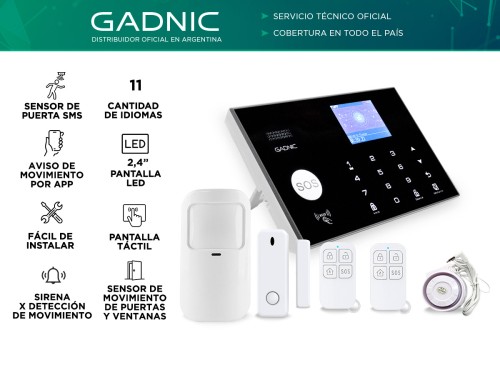 Kit Alarma Domiciliaria Gadnic Inalámbrica GSM Con Pantalla LED