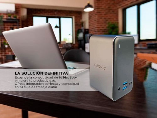 Hub Estación de acoplamiento USB C Gadnic monitor dual Windows Mac