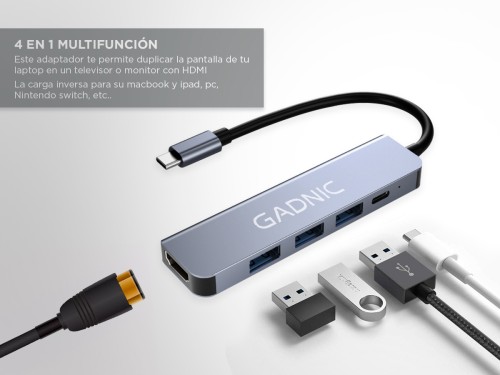 Adaptador USB C Hub Para Mac y Pc 4 en 1 Usb C - HDMI - Usb 3.0